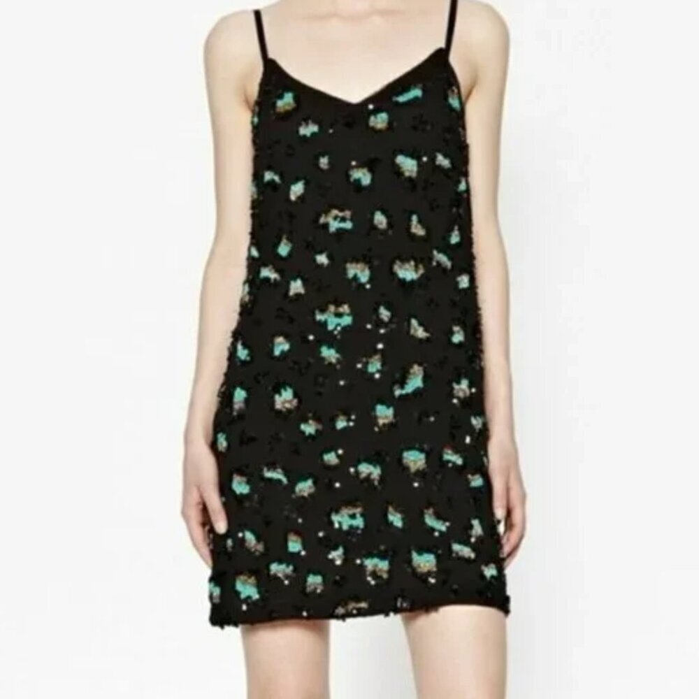 NWT French Connection beaded spagetti strap mini dress womens size 8